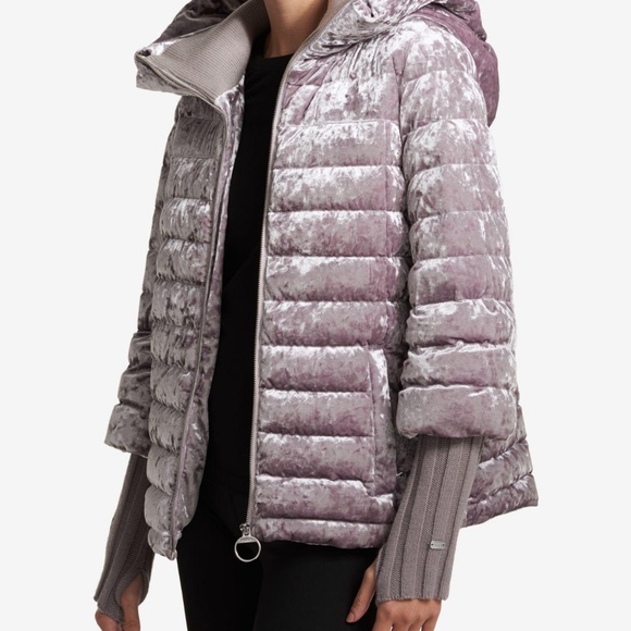 dkny velour padded jacket